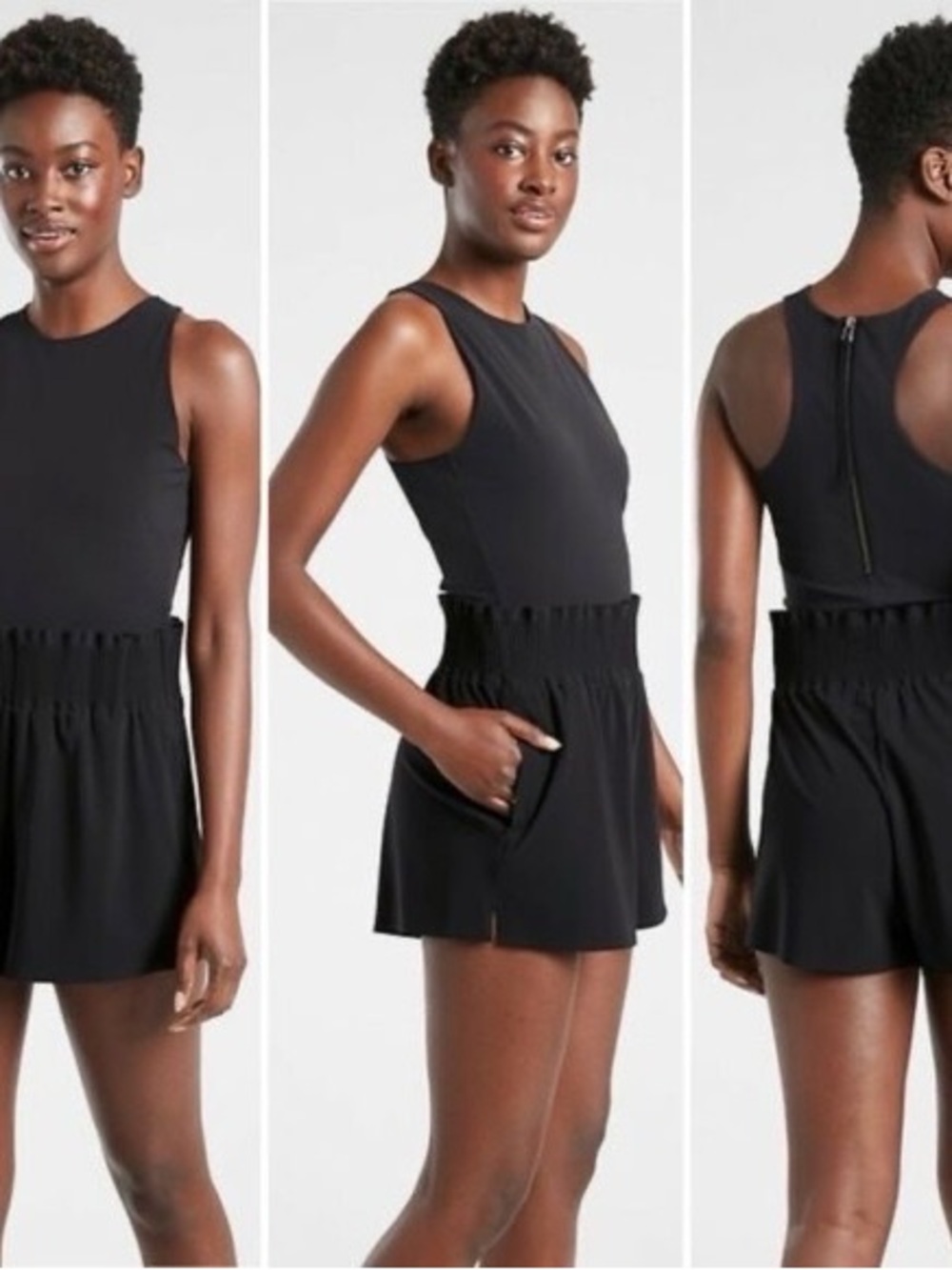 Athleta Black Cosmic Flutter Romper